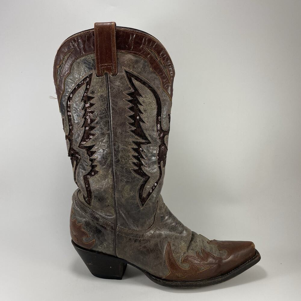 Corral Eagle Overlay N1111 Mens Size 10 Distressed Brown Western Cowboy Boots